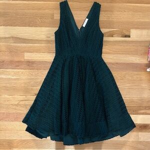 Sandro dark green cocktail dress eyelets